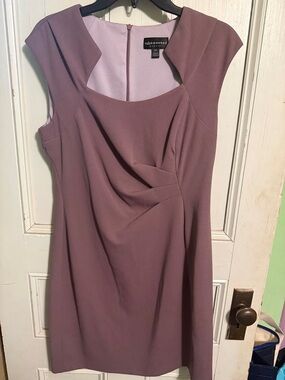 connected apparel Mauve Cap-Sleeve Draped Sheath Dress